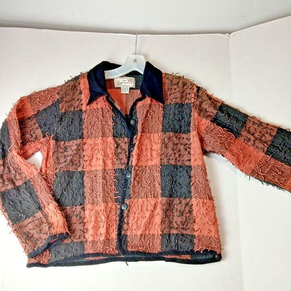 Vintaqge One Direction Womens Gingham Checkered Fringe Cropped Jacket. - Picture 1 of 9